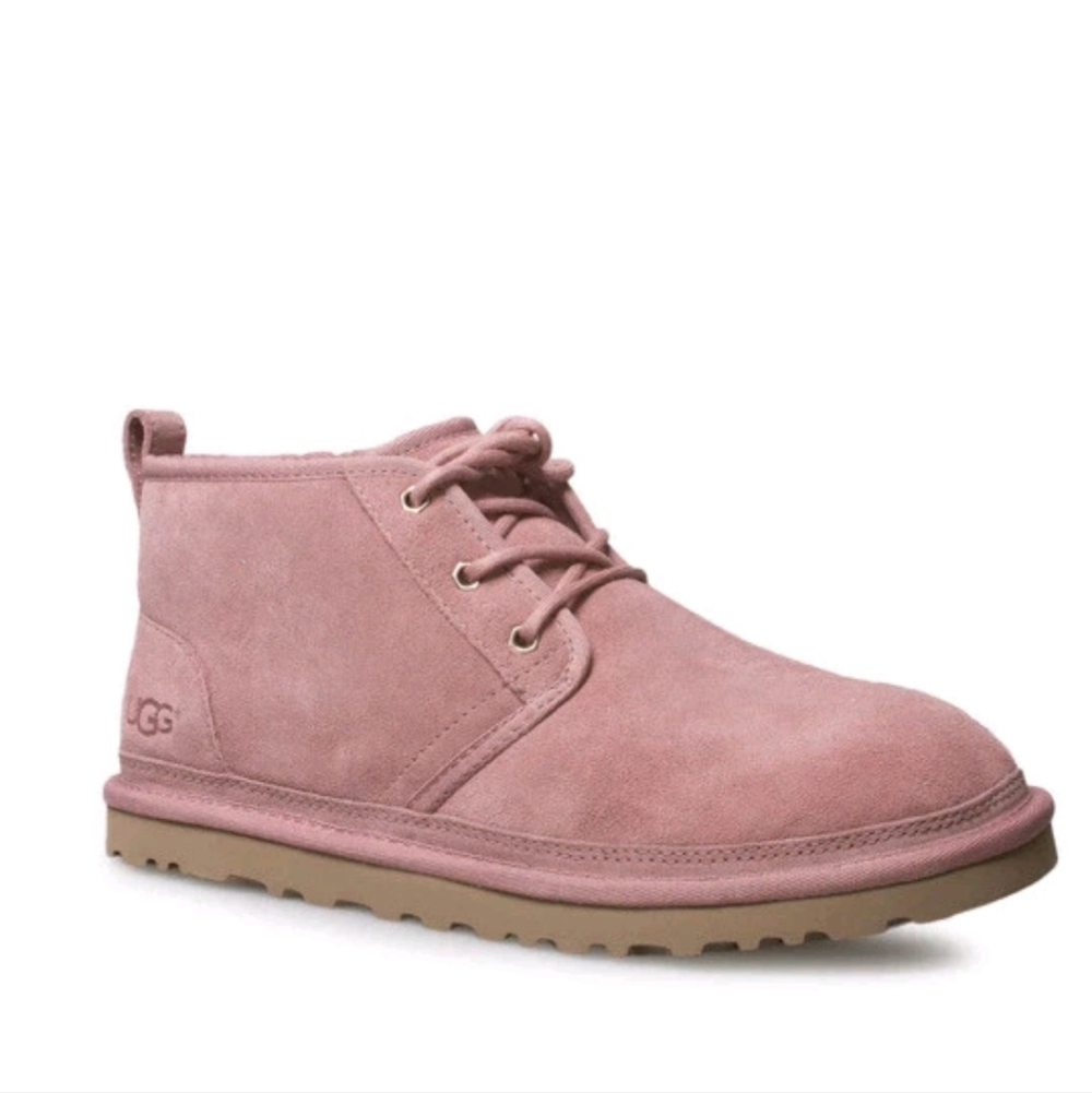 EUC UGG Neumel Genuine Suede Leather Lace Up Ankle Boots, Pink Dawn, Unisex, 7